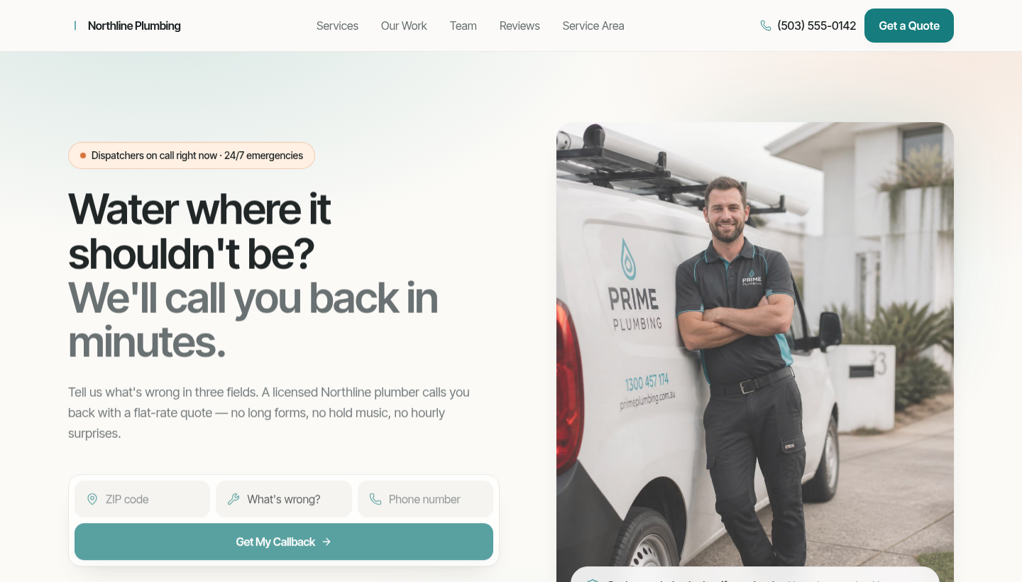 Northline Plumbing concept design by Nexomo Studio