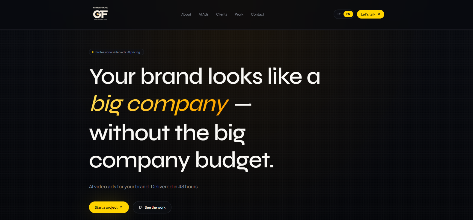 Grow Frame website design by Nexomo Studio