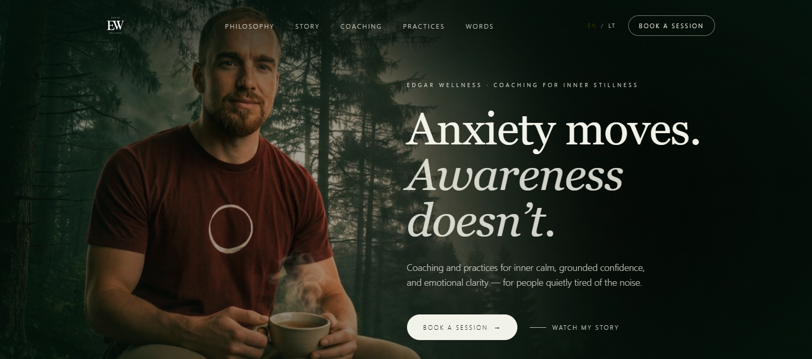 Edgar Wellness website design by Nexomo Studio